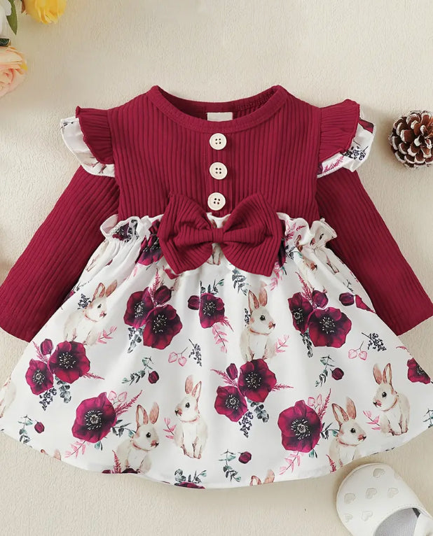 Stylish and Comfortable Girl's Lycra Floral Printed Frock Dress