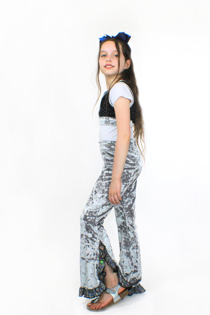 Eve, silver crushed glitter flared Pants