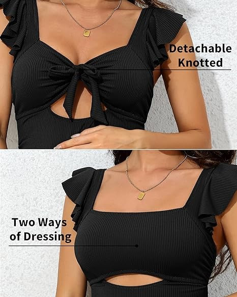 Ribbed Tie Knot Ruched Maternity Swimsuit