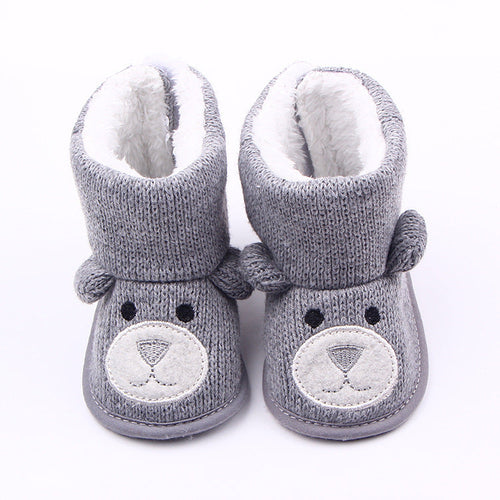 Winter new bear knitting plus baby shoes