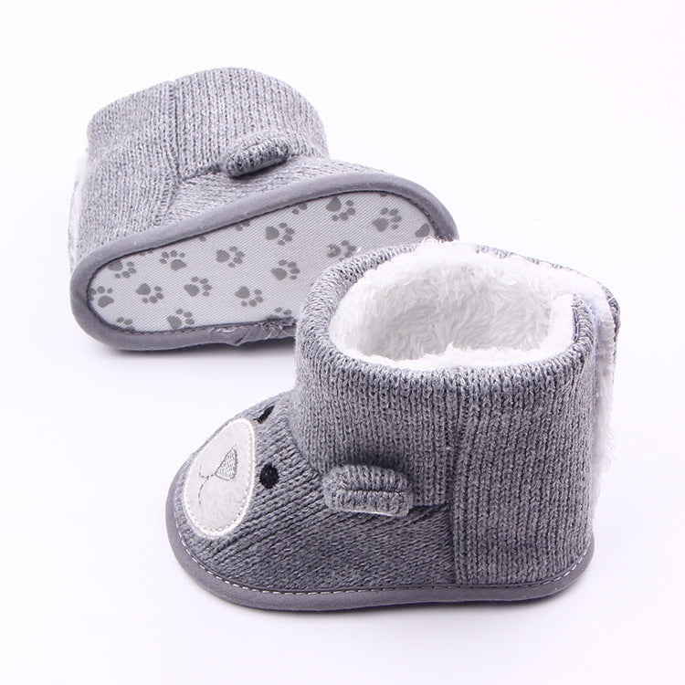 Winter new bear knitting plus baby shoes
