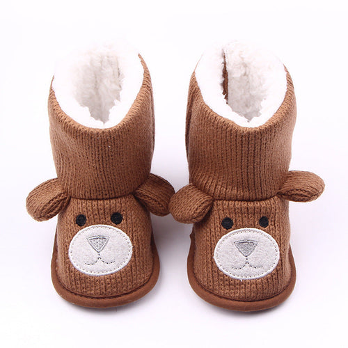 Winter new bear knitting plus baby shoes