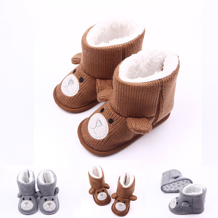 Winter new bear knitting plus baby shoes