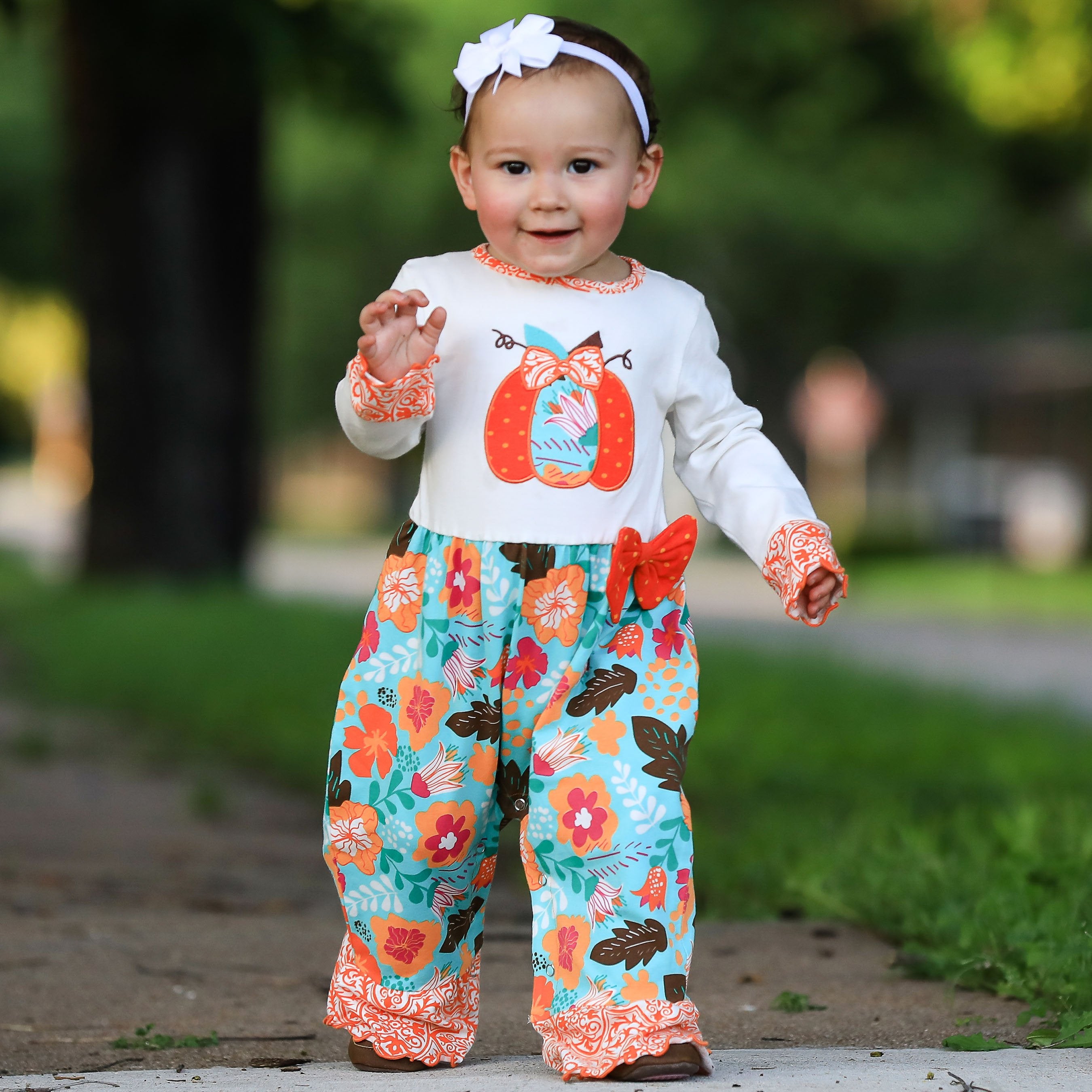 Autumn Orange Pumpkin Romper