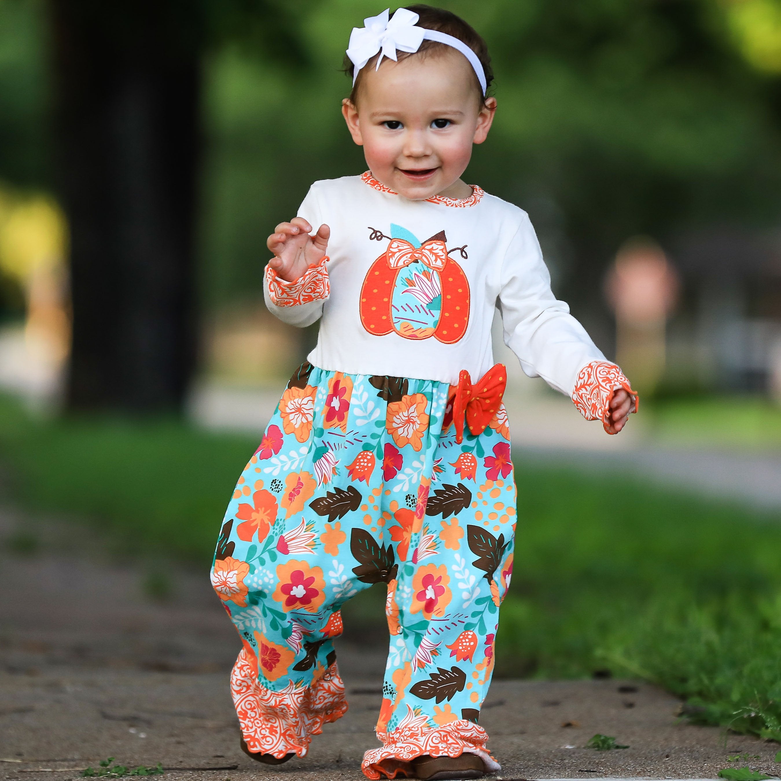 Autumn Orange Pumpkin Romper