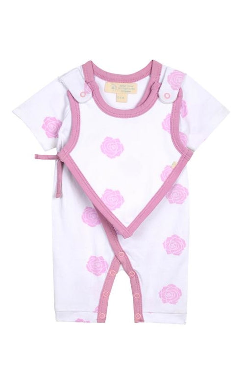 Smart Short Sleeve Kimono Pink Rose Romper