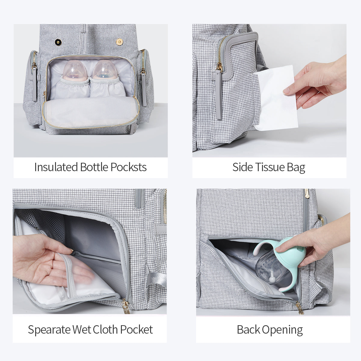 Fashion Tweed Baby Diaper Backpack