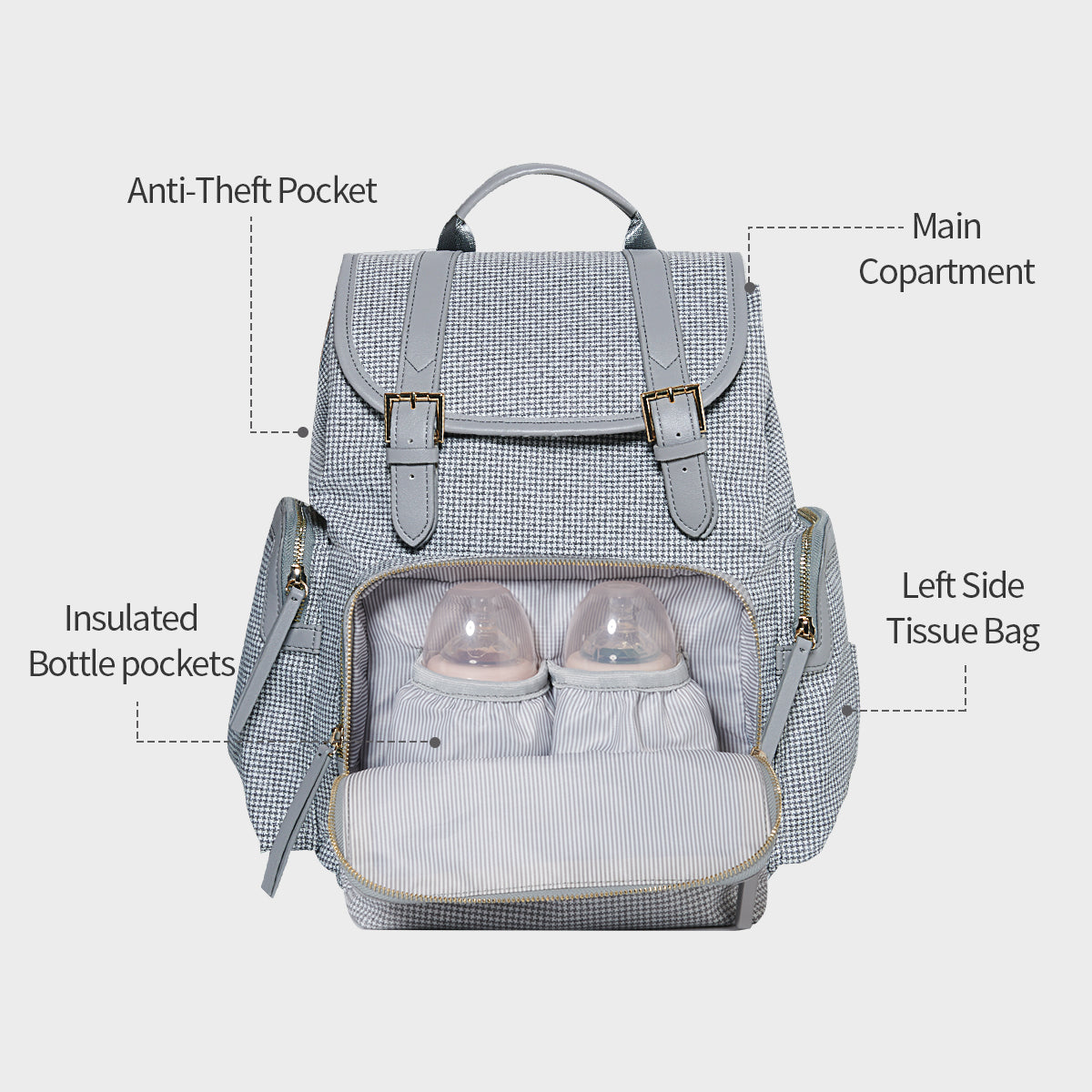Fashion Tweed Baby Diaper Backpack