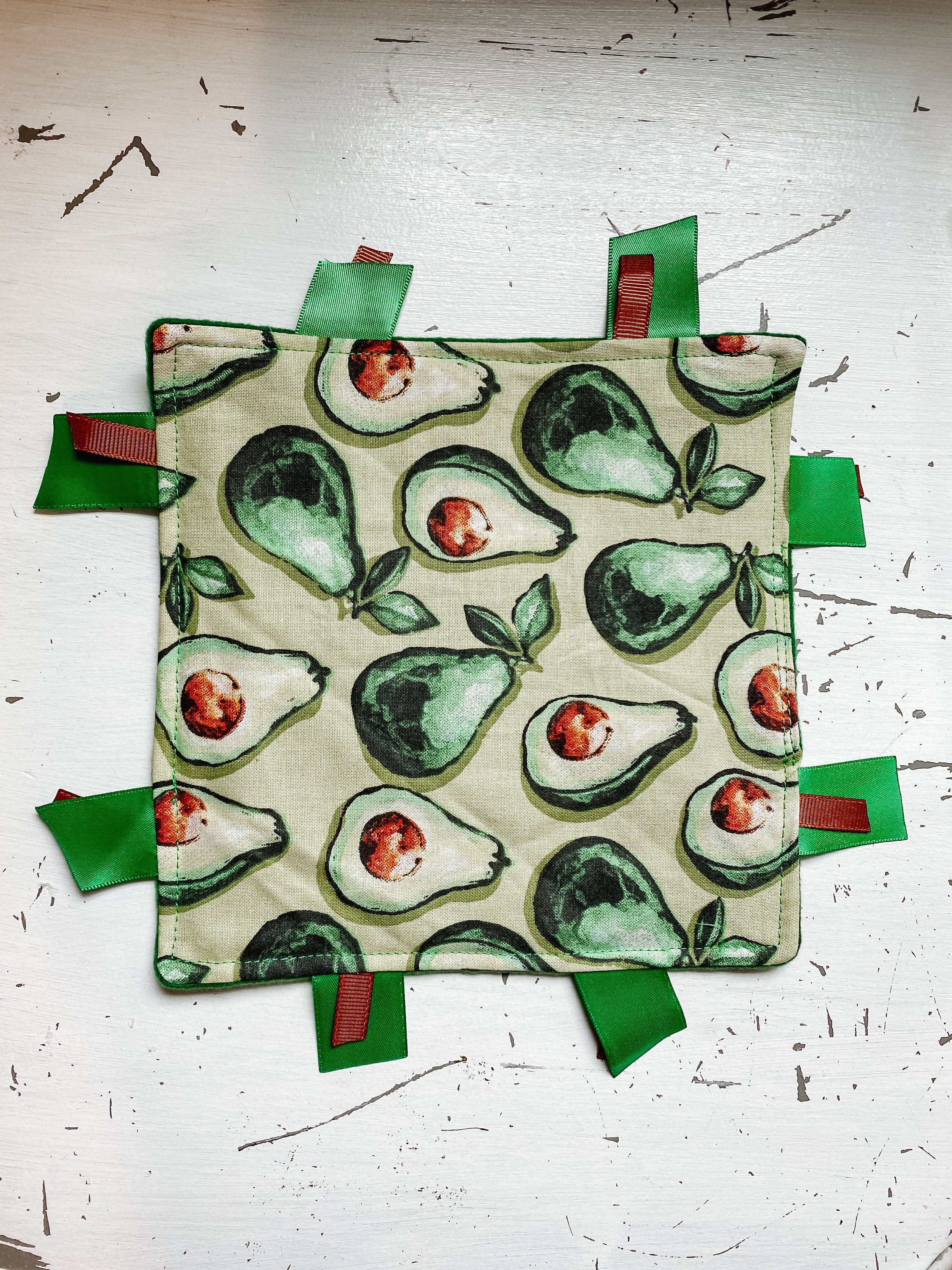 Avocado crinkle sensory toy for baby