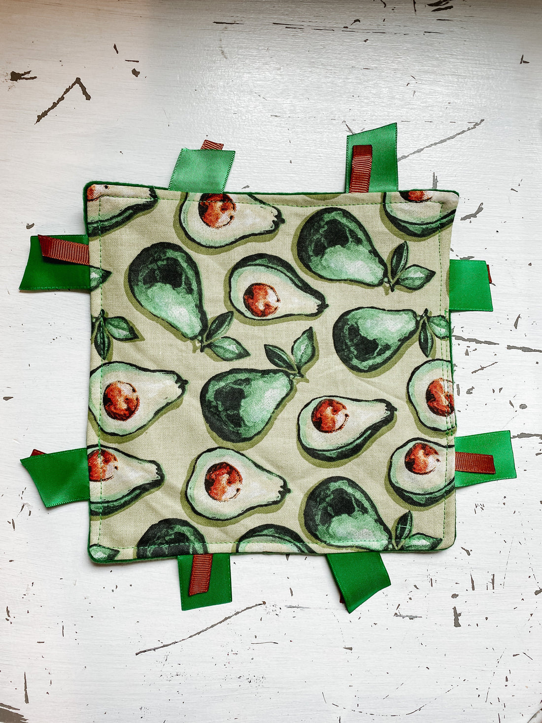 Avocado crinkle sensory toy for baby
