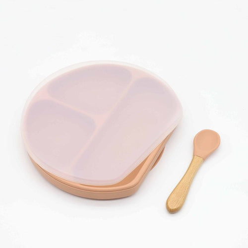 Baby Silicone Plate With Wooden Spoon