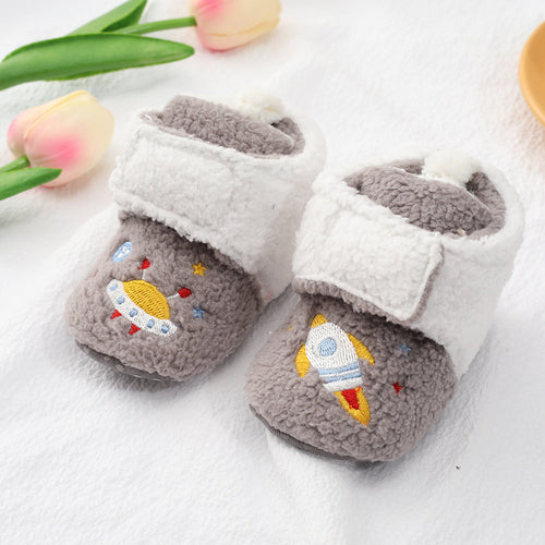 Baby Cartoon Embroidery Thickened Shoes