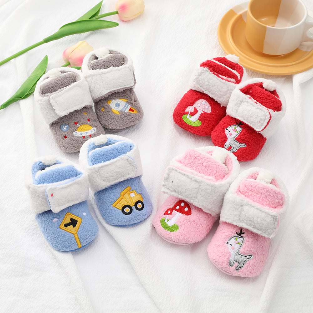 Baby Cartoon Embroidery Thickened Shoes