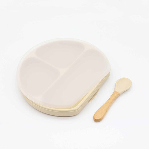 Baby Silicone Plate With Wooden Spoon