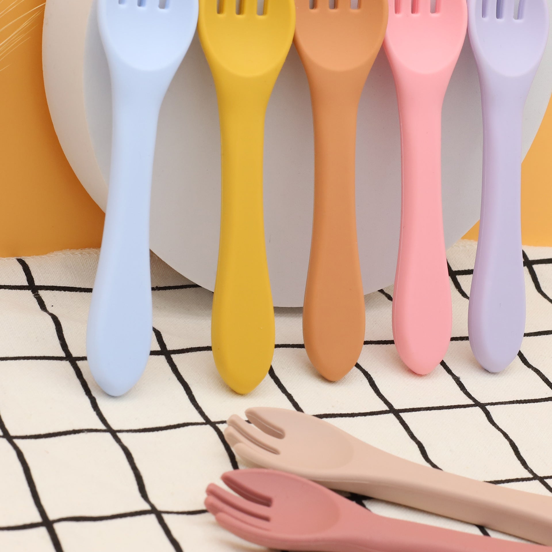 Baby Food Training Silicone Spoon Fork Sets