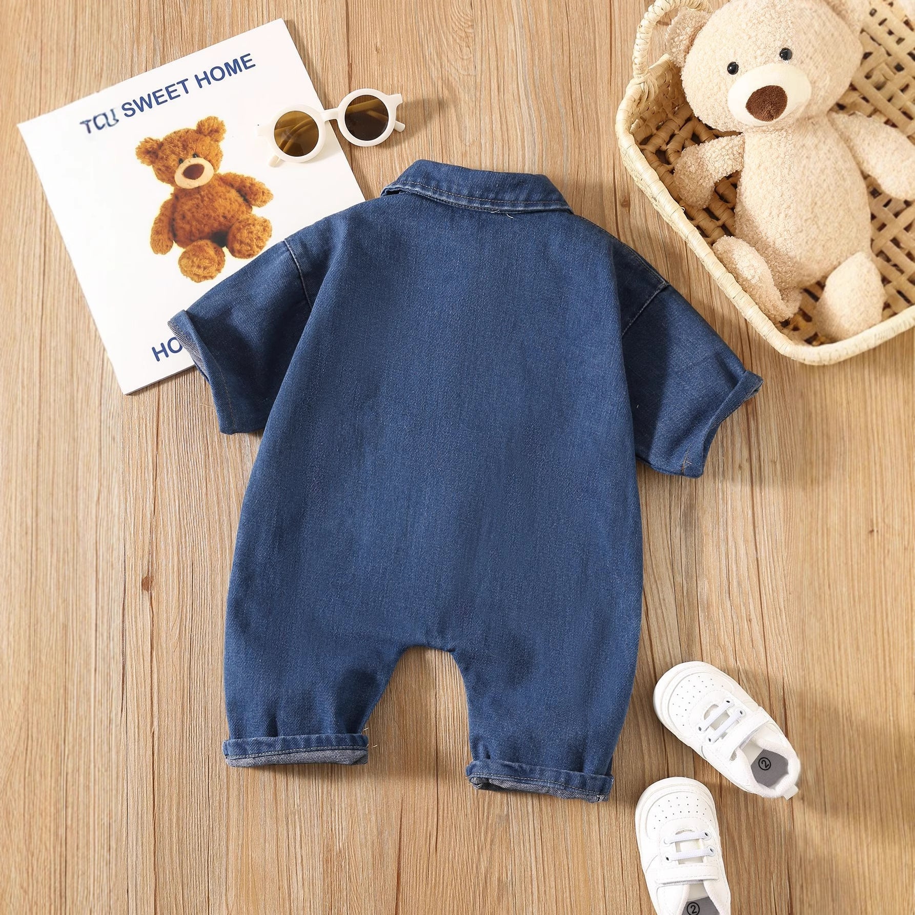 Baby Casual Pocketed Denim Rompers