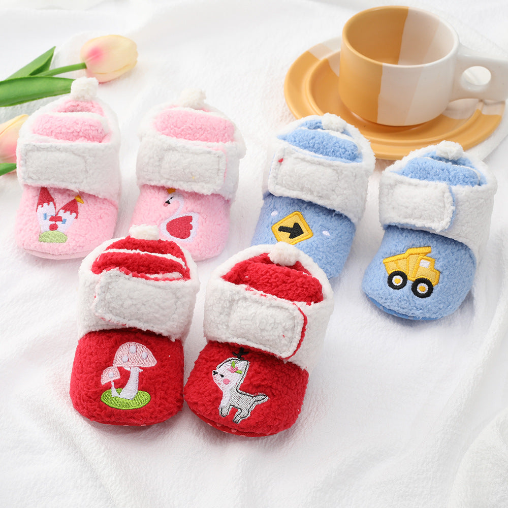 Baby Cartoon Embroidery Thickened Shoes