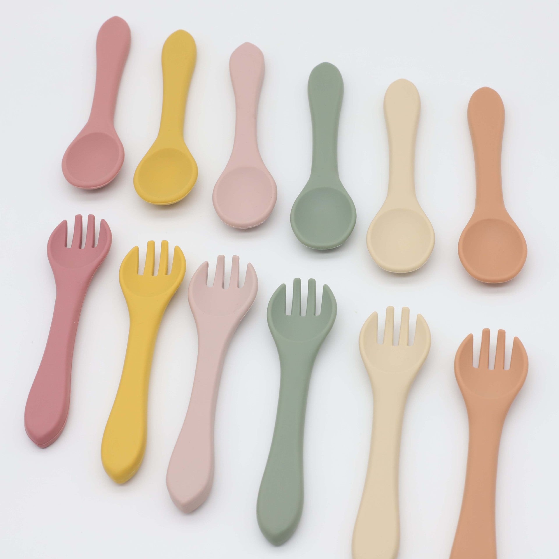 Baby Food Training Silicone Spoon Fork Sets