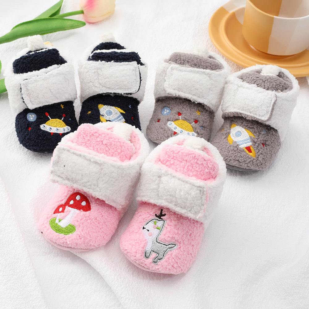 Baby Cartoon Embroidery Thickened Shoes