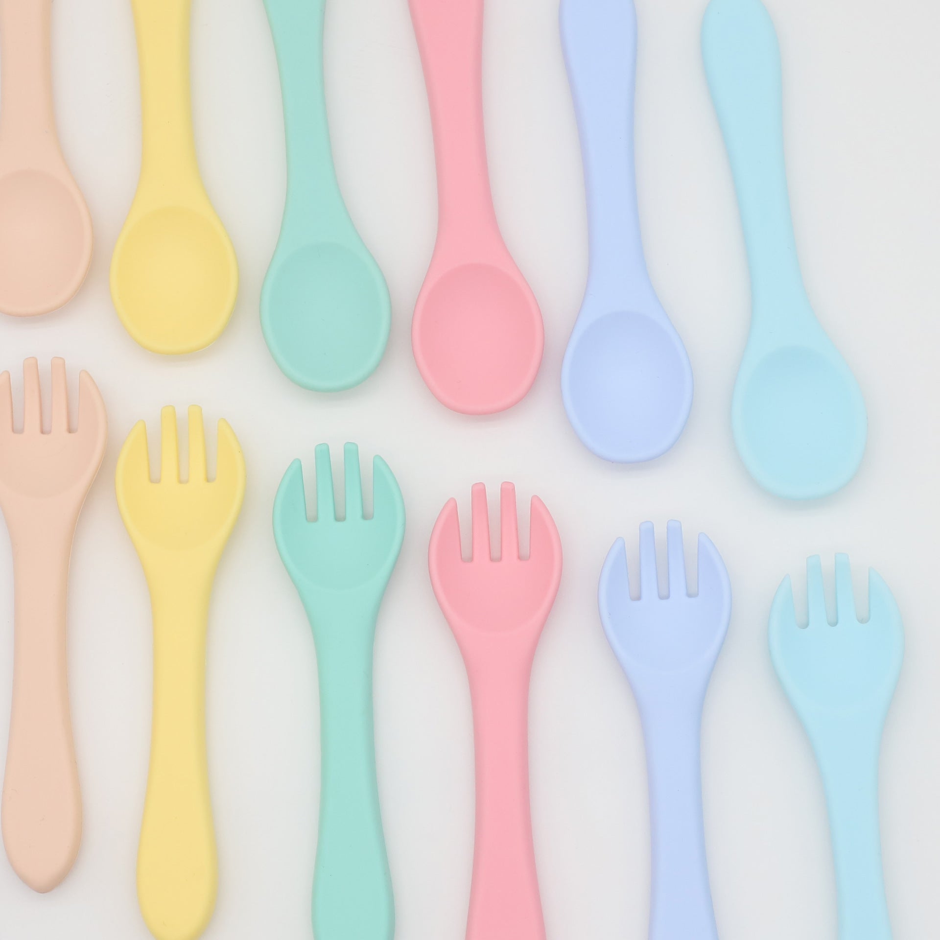 Baby Food Training Silicone Spoon Fork Sets