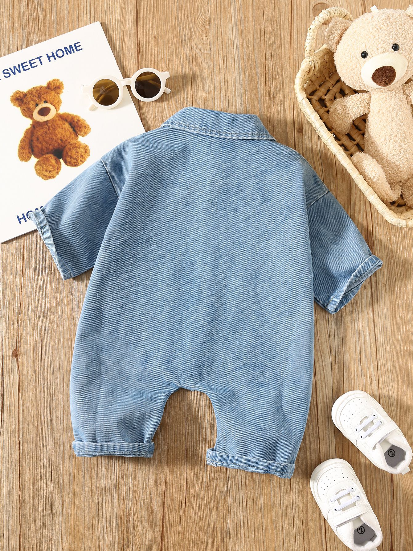Baby Casual Pocketed Denim Rompers