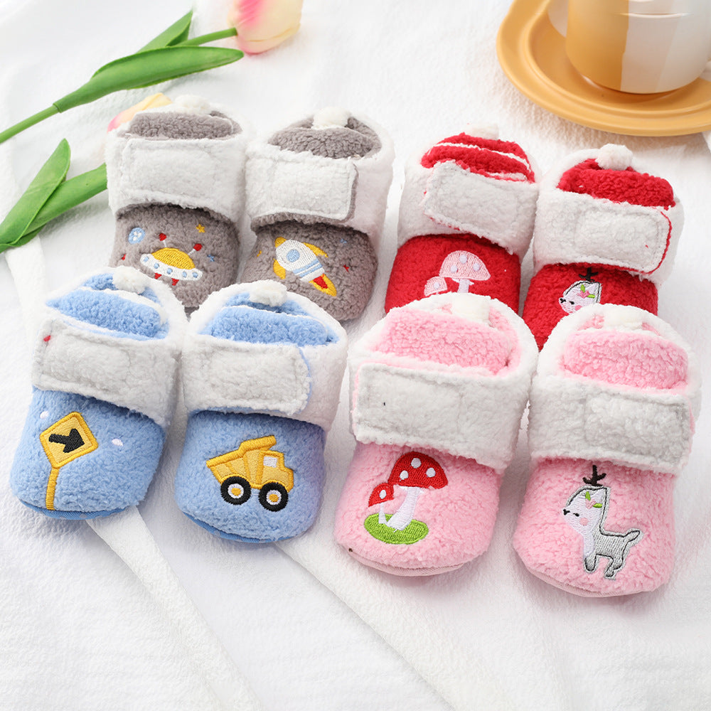 Baby Cartoon Embroidery Thickened Shoes