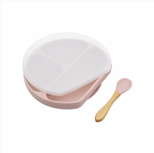 Baby Silicone Plate With Wooden Spoon