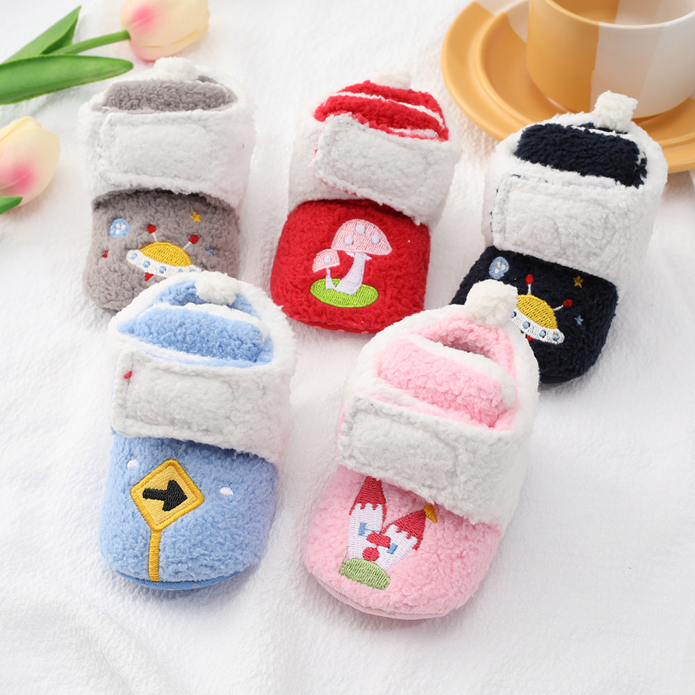 Baby Cartoon Embroidery Thickened Shoes