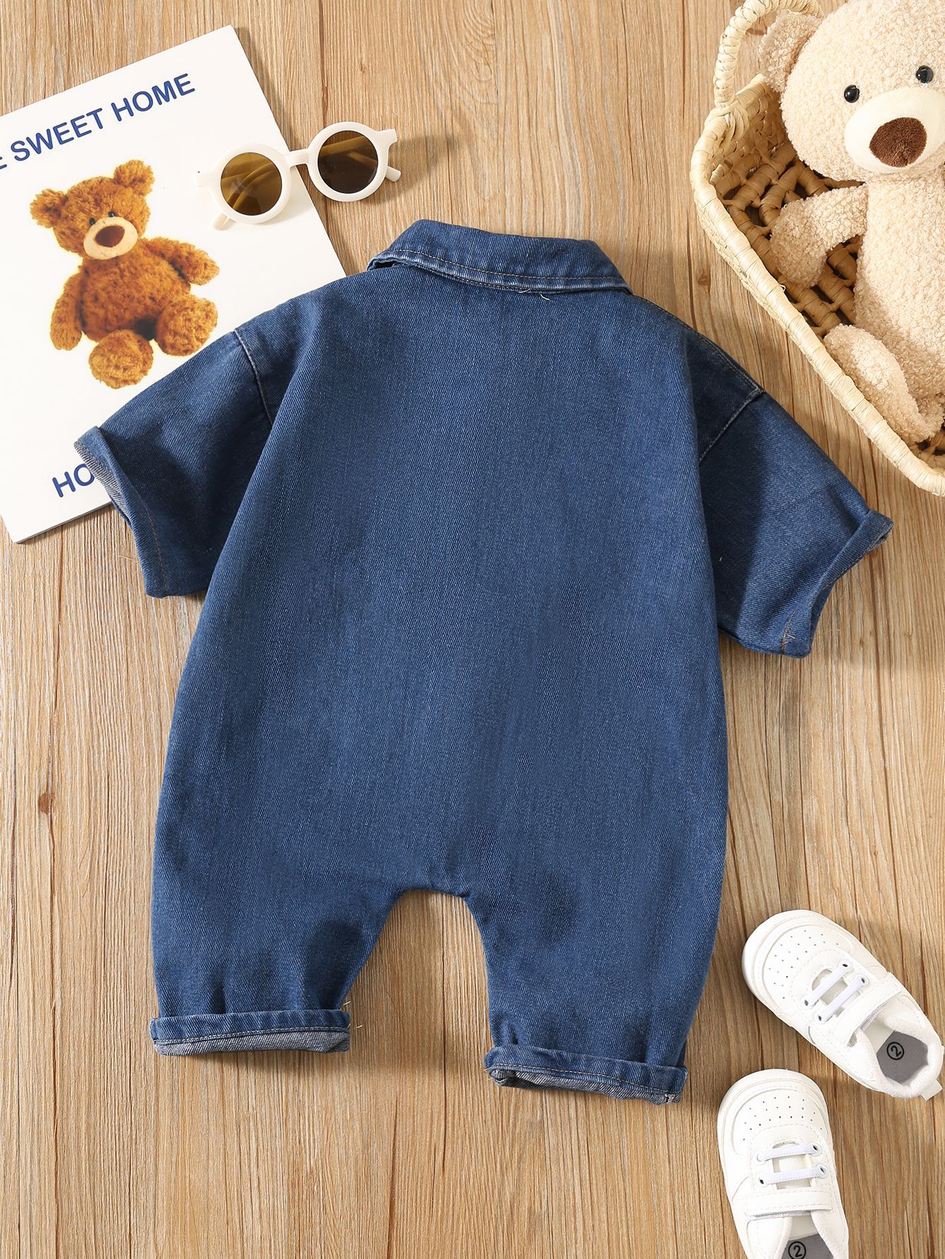 Baby Casual Pocketed Denim Rompers