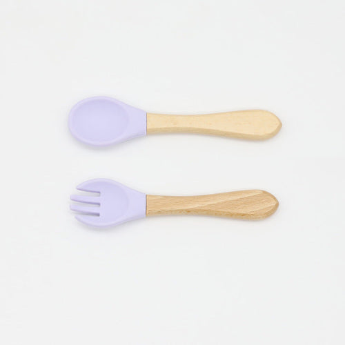 Baby Wooden Handles Silicone Spoon Fork Cutlery