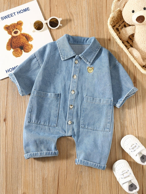Baby Casual Pocketed Denim Rompers