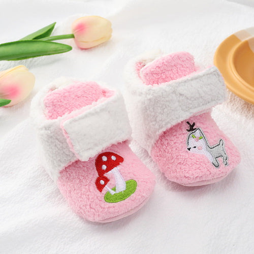 Baby Cartoon Embroidery Thickened Shoes