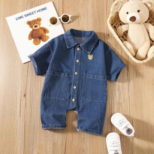 Baby Casual Pocketed Denim Rompers