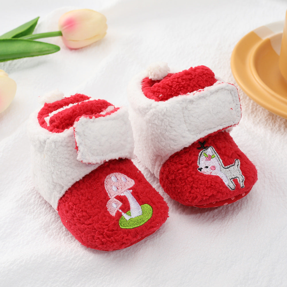 Baby Cartoon Embroidery Thickened Shoes