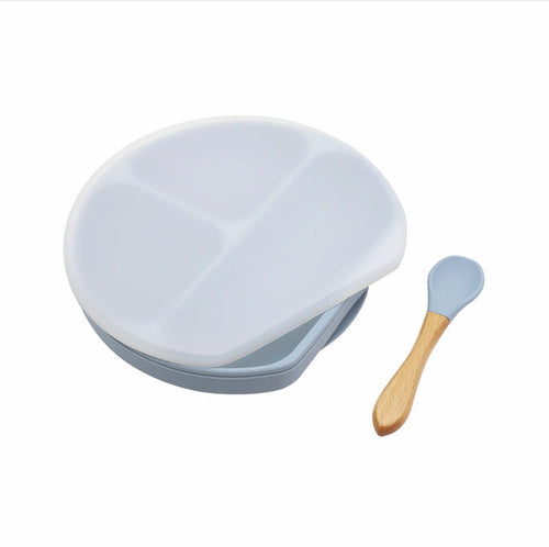 Baby Silicone Plate With Wooden Spoon