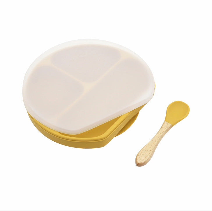 Baby Silicone Plate With Wooden Spoon