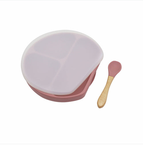 Baby Silicone Plate With Wooden Spoon